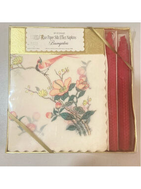 Baumgarten's Box Rice Paper Silk Effect Napkins 20 Luncheon Napkins With Candles
